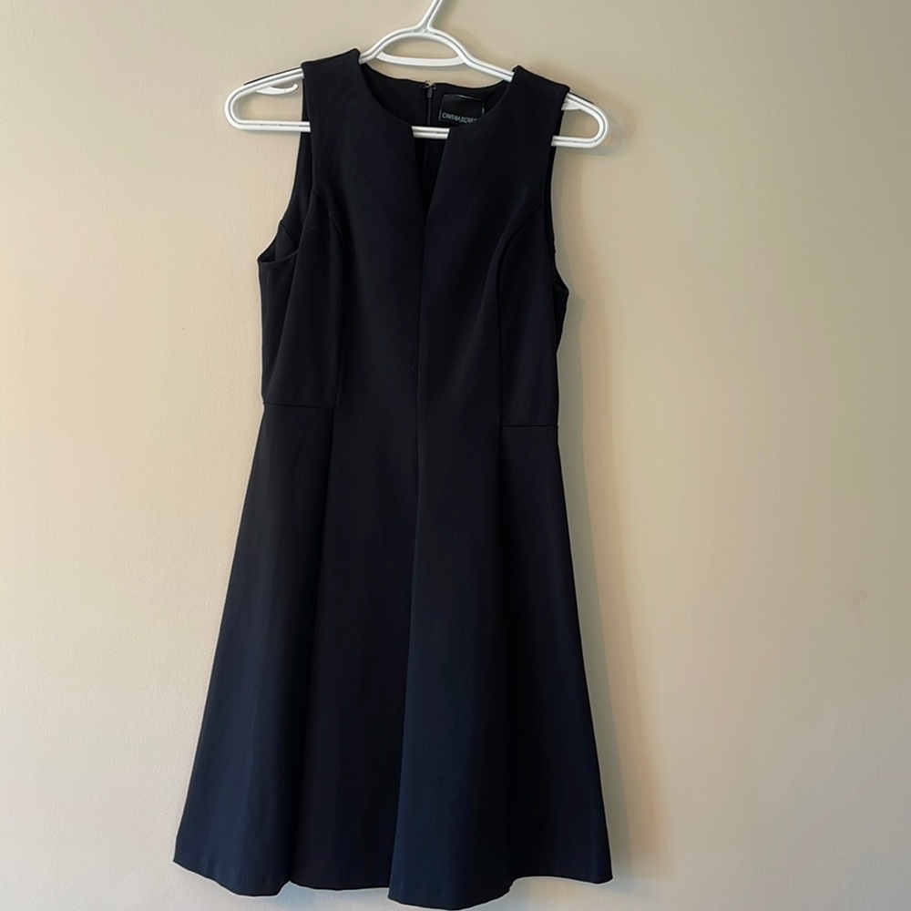 Cynthia Rowley black V neck cut out pleated dress. Worn once